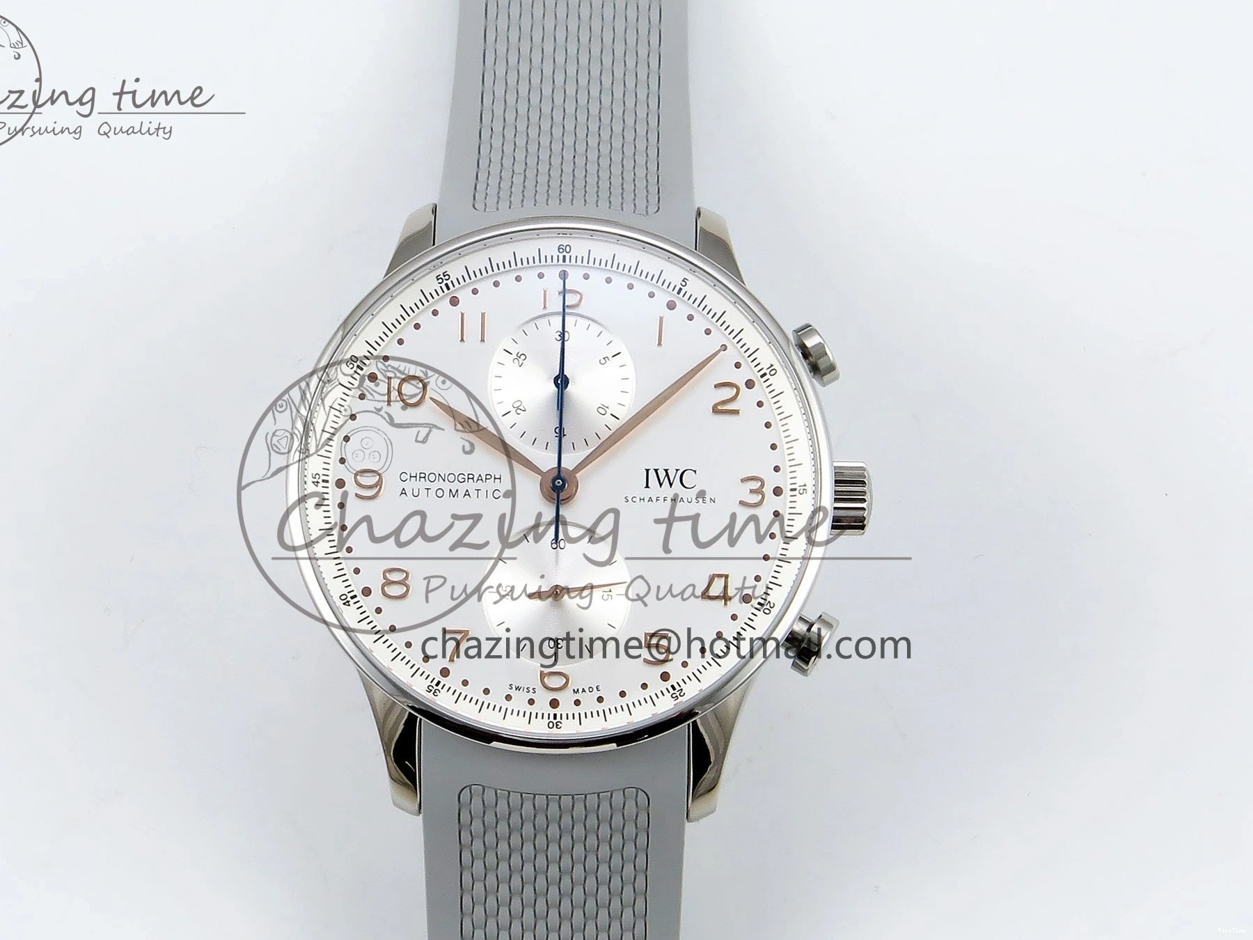 MIROTIME 1228 Portuguese Chrono IW3716 Z+F 1:1 Best Edition White Dial on Gray Rubber Strap A WrinkleFree 7014